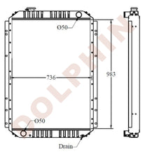 Load image into Gallery viewer, KOMATSU Radiator - Hydraulic Excavator-PC200-5, PC200-5C, PC200LC-5, PC200LC-5C, PC220-5, PC220-5C, PC220LC-5 Mobile Debris Crusher-BR200J-1, BR200J-1A, BR200R-1, BR200S-1, BR300J-1, BR310JG-1 - 983 x 736 x 60 mm