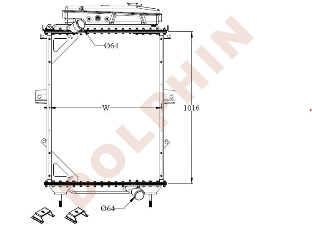 KENWORTH Radiator T600, T660, T800 1016 x 724 x 63 mm Dolphin