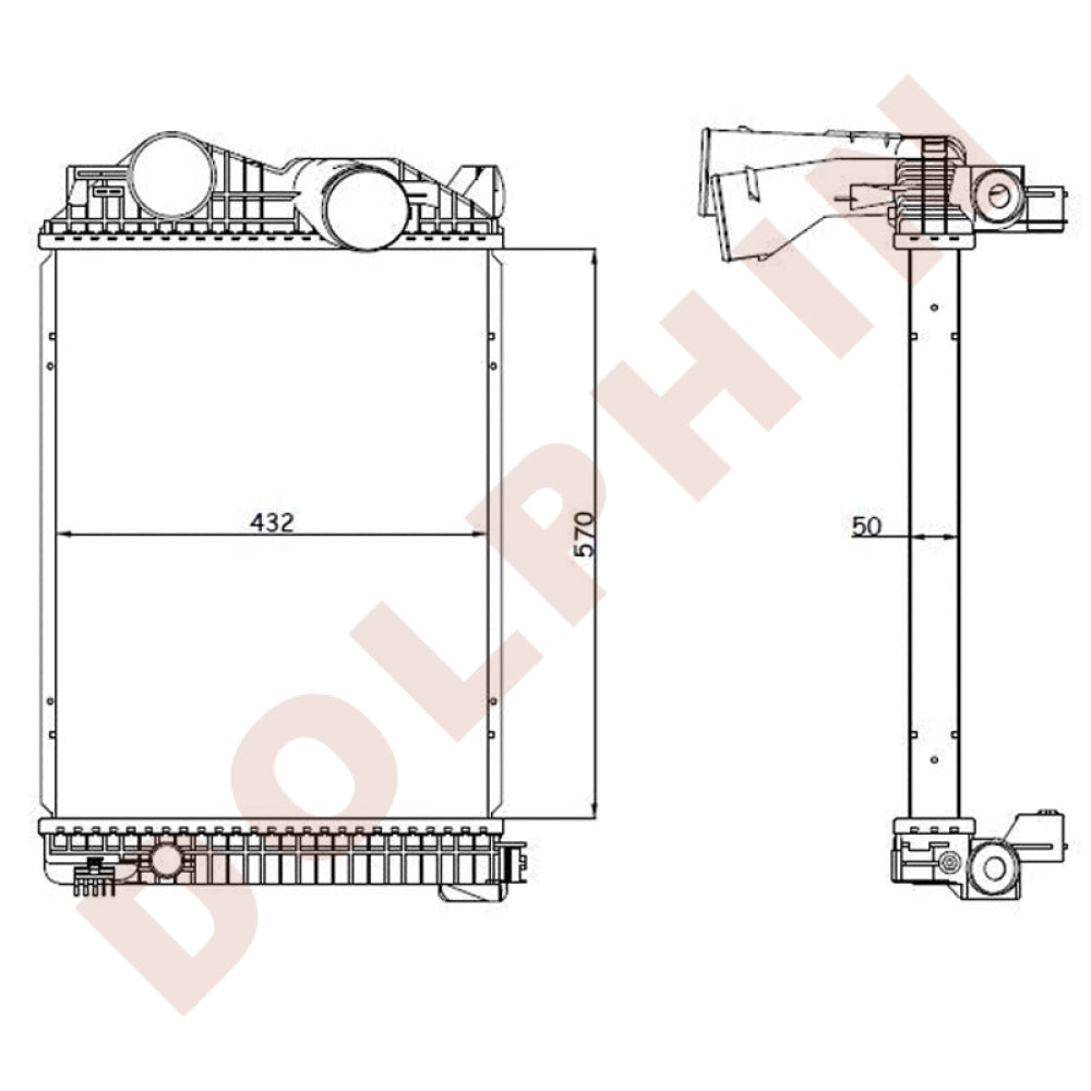 Mercedes Charge Air Cooler - 570 x 432 x 50 mm
