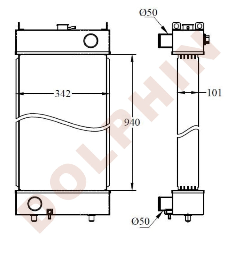 KOMATSU Radiator - 940 x 342 x 101 mm