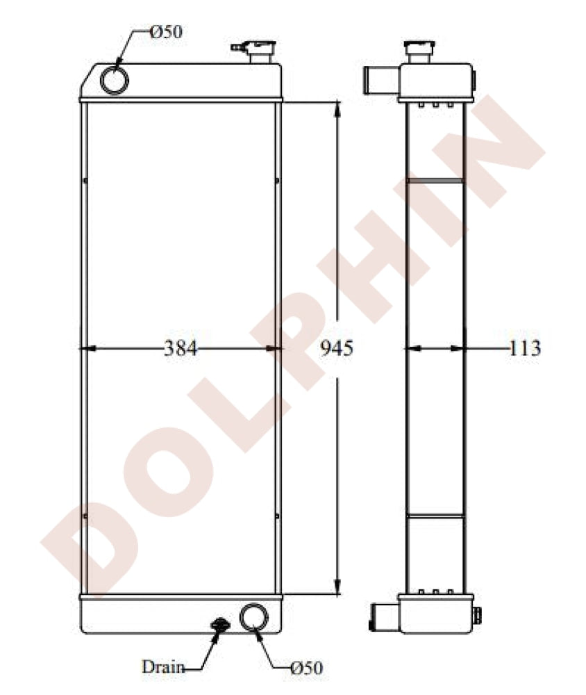 CATERPILLAR Radiator - EXCAVATOR CAT 362 D2 - 945 x 384 x 113 mm ...