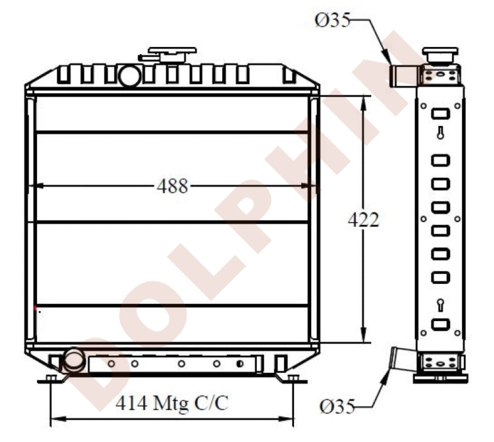 KUBOTA Radiator - 219, 815, M4050,  M4050DT, M4500, M4500DT - 422 x 488 x 58 mm