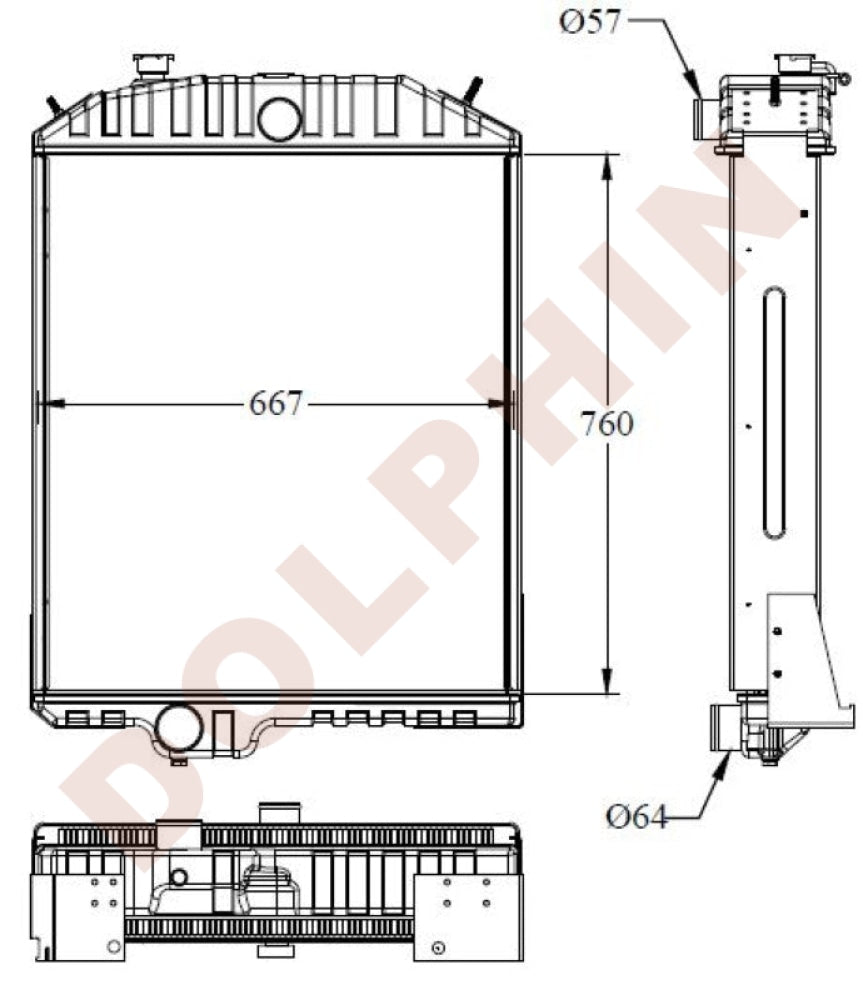 JOHN DEERE Radiator - 4640 with A/C 4840 with or w/o A/C - 760 x 667 x 88 mm