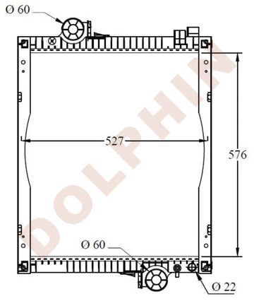 JOHN DEERE Radiator - 6506, 6500 Turbo - 576 x 527 x 76 mm