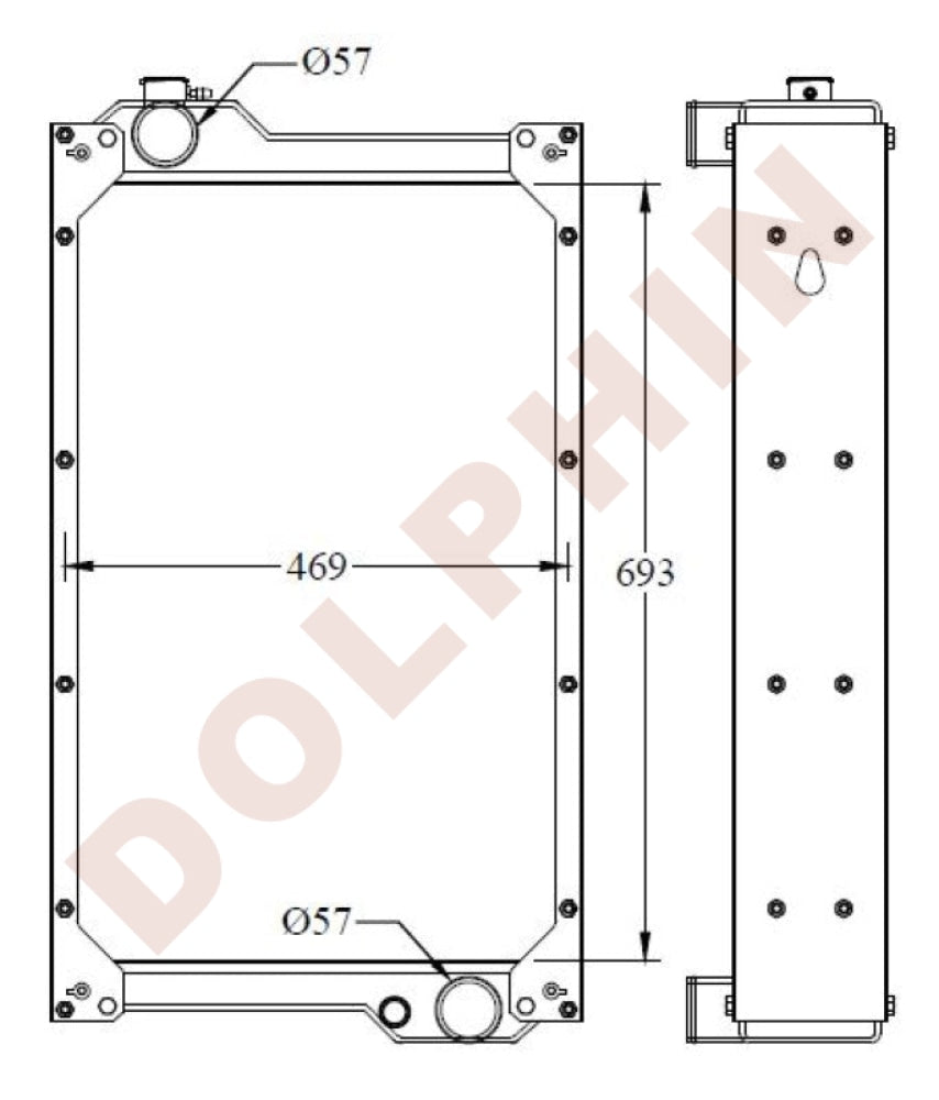 JOHN DEERE Radiator - 444J, 555J - 693 x 469 x 101 mm