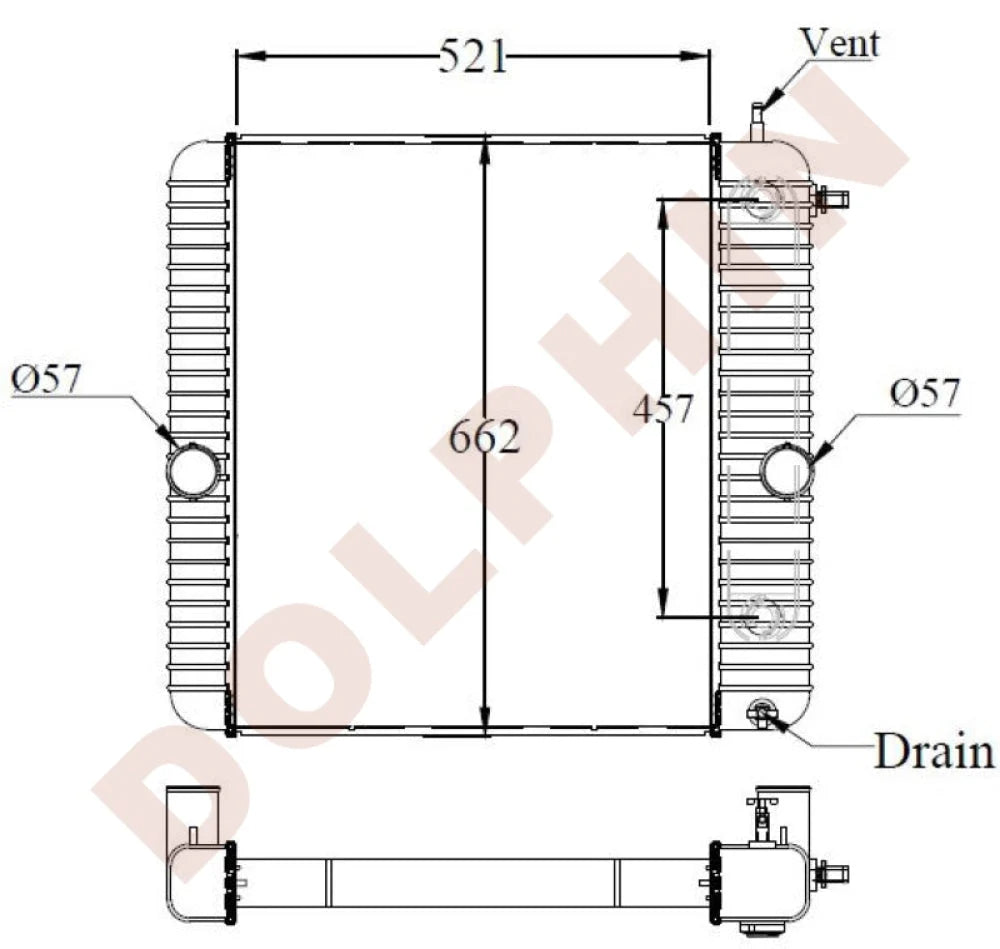 INTERNATIONAL Radiator - 2002-2009 - 524 x 625 x 45 mm | Dolphin Catalogue