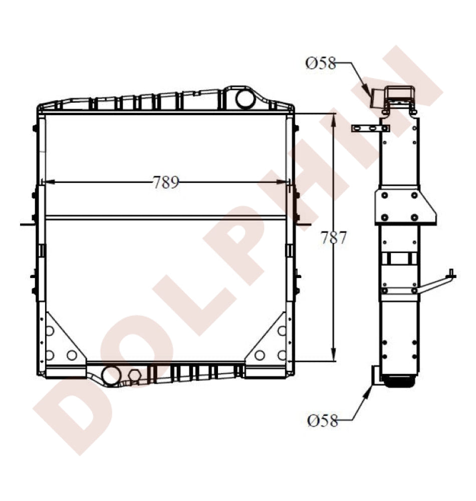 VOLVO Radiator - FL10, FL12, BE474 - 787 x 789 x 61 mm | Dolphin Catalogue