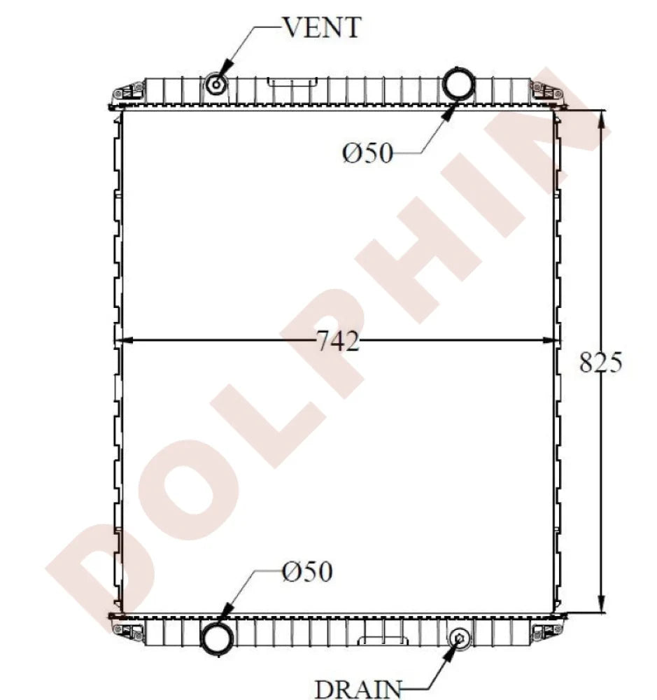 RVI-RENAULT Radiator - 1996- 2000 - 825 x 742 x 48 mm