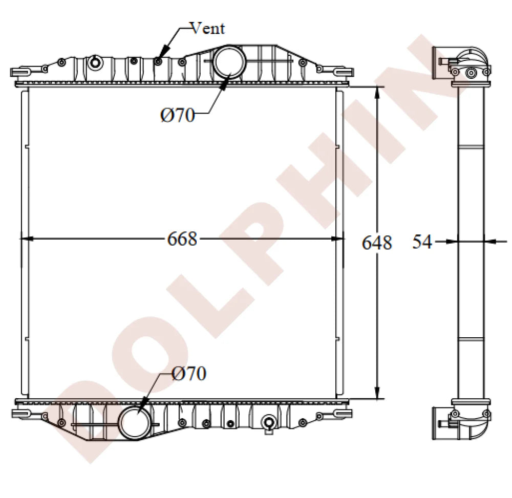 MERCEDES Radiator - SECONI C W957 (1998-) 648 x 668 x 54 mm