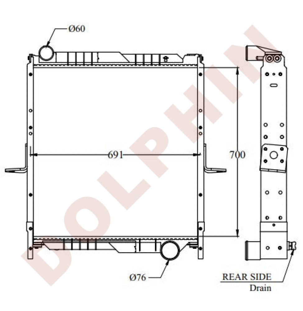 Ud60 Radiator NISSAN Radiator - UD - 700 x 691 x 54 mm | Dolphin Catalogue