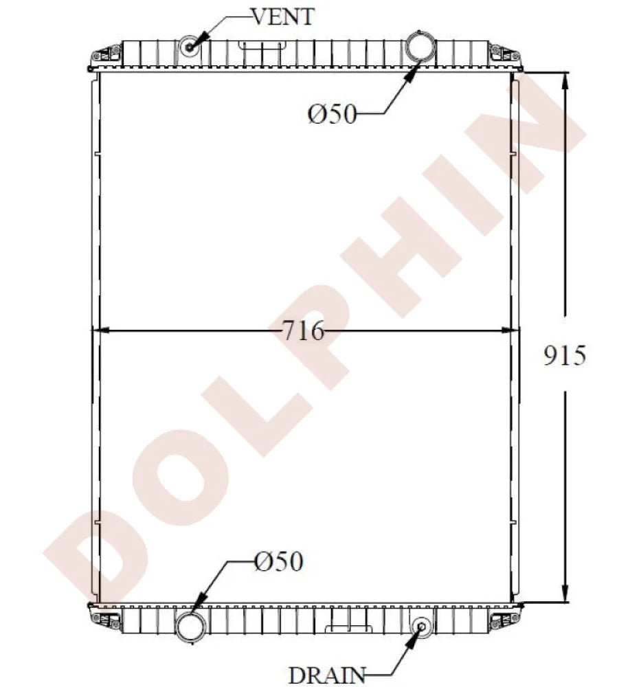 RVI-RENAULT Radiator - 915 x 716 x 48 mm