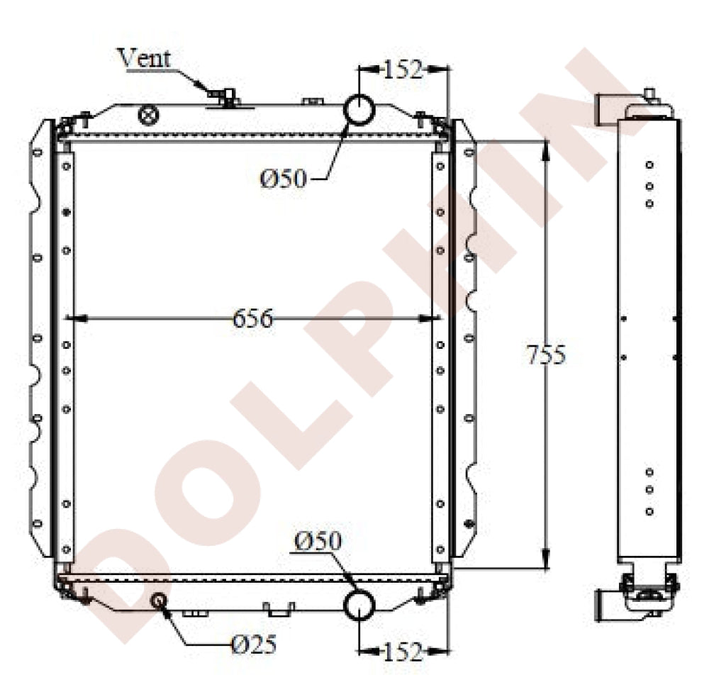 Air Radiator Bus BLUE BIRD Radiator - TC2000 BUS 755 x 656 x 54 mm | Dolphin Catalogue