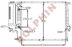 BMW Radiator - 520i, 525i, 525iX (1987-1992) 519 x 438 x 45 mm ...