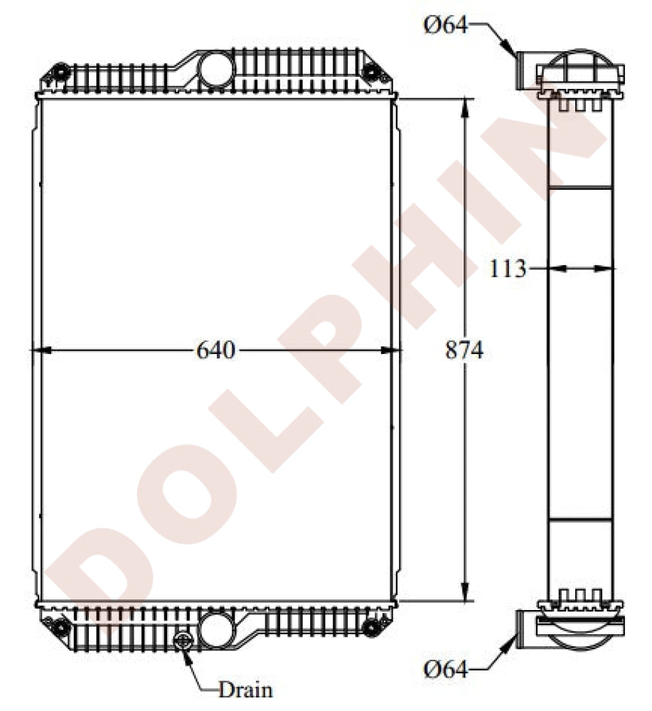 CATERPILLAR Radiator - Loader CAT 950H, 962H, IT62H - 874 x 640 x 113 ...