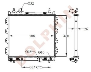 CHRYSLER Radiator - 2.0, 2.4 (2000) 460 x 508 x 26 mm | Dolphin Catalogue