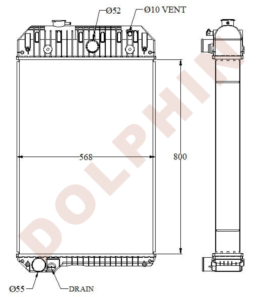CUMMINS Radiator - GENERATOR 200 kVA C125 D6E C150 D5E C150 D6E C175 D5E C175 D6E C200 D5E C200 D6E C220 D5E G5 - 800 x