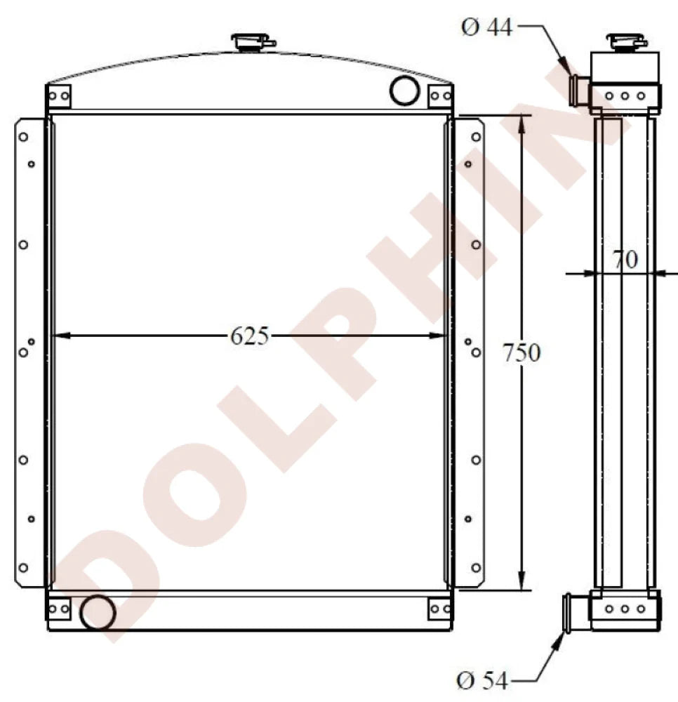 DETROIT Radiator - DETROIT 6V6 - 750 x 625 x 70 mm | Dolphin Catalogue