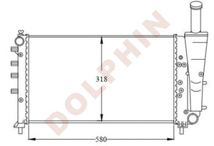 FIAT Radiator - 1.2i, 1.2i 16V (2003- 2005) 580 x 318 x 18 mm | Dolphin ...