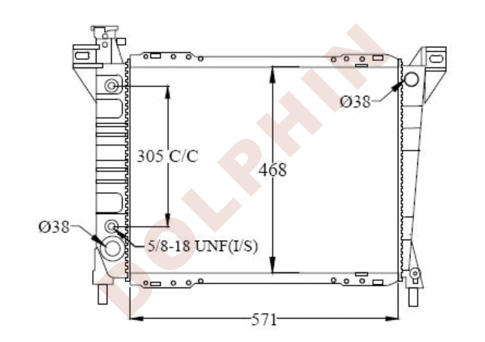 FORD Radiator - 3.0 V6 (1986-1997) 571 x 468 x 26 mm | Dolphin Catalogue