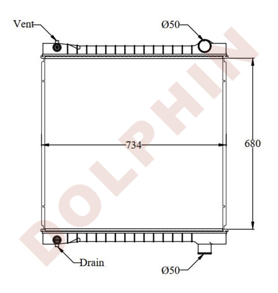 FORD Radiator - B500 B600 B700 B800 F600 F700 F800 F900 (1990-1995) 680 x 734 x 48 mm Radiator