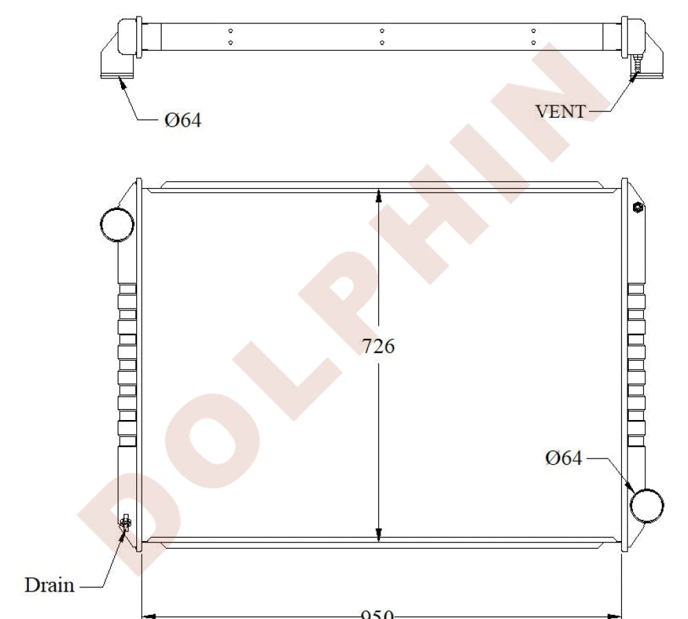 FORD Radiator - L 8000 9000 A-AT9500 - L-LT9500 Series (1988-1998) 950 x 726 x 52 mm Radiator