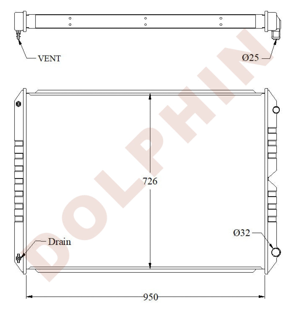 FORD Radiator - L 8000 9000 A-AT9500 - L-LT9500 Series - 950 x 726 x 52 mm Radiator