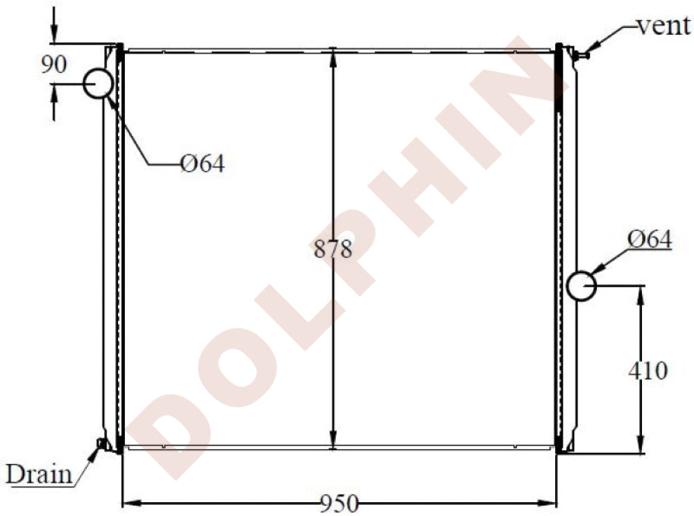 Ford Radiator Year 1996-1998 Aluminum Plastic / 950 X 878 48 Mm