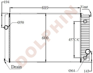 Ford Radiator Year 1998-2002 Aluminum Plastic / 889 X 600 40 Mm