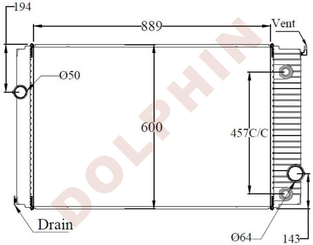 Ford Radiator Year 1998-2002 Aluminum Plastic / 889 X 600 40 Mm