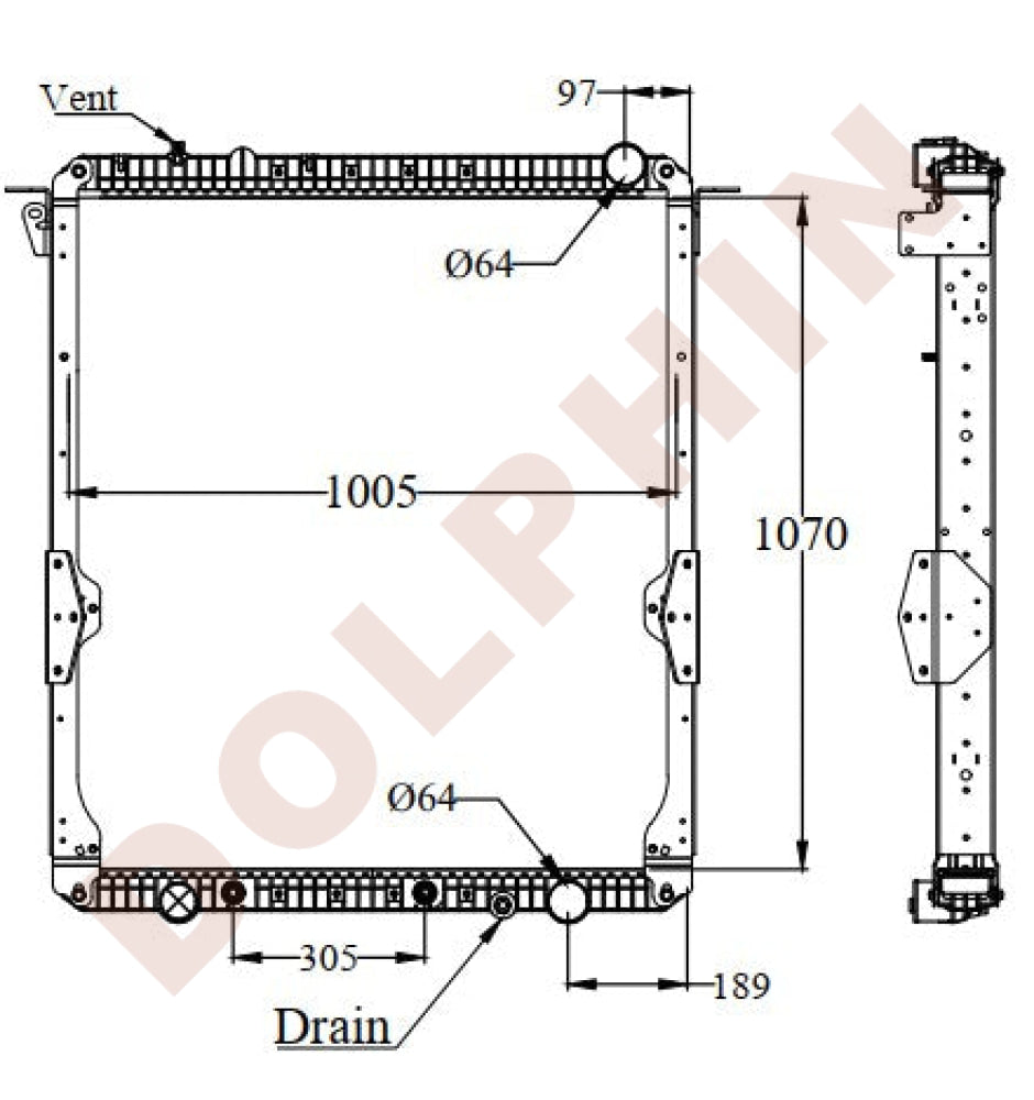 FREIGHTLINER Radiator - Cascadia, Columbia, Century CST120 - 1070 x 10 ...