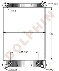 Freightliner Radiator Year 2003-2007 Aluminum Plastic / 863 X 689 48 Mm