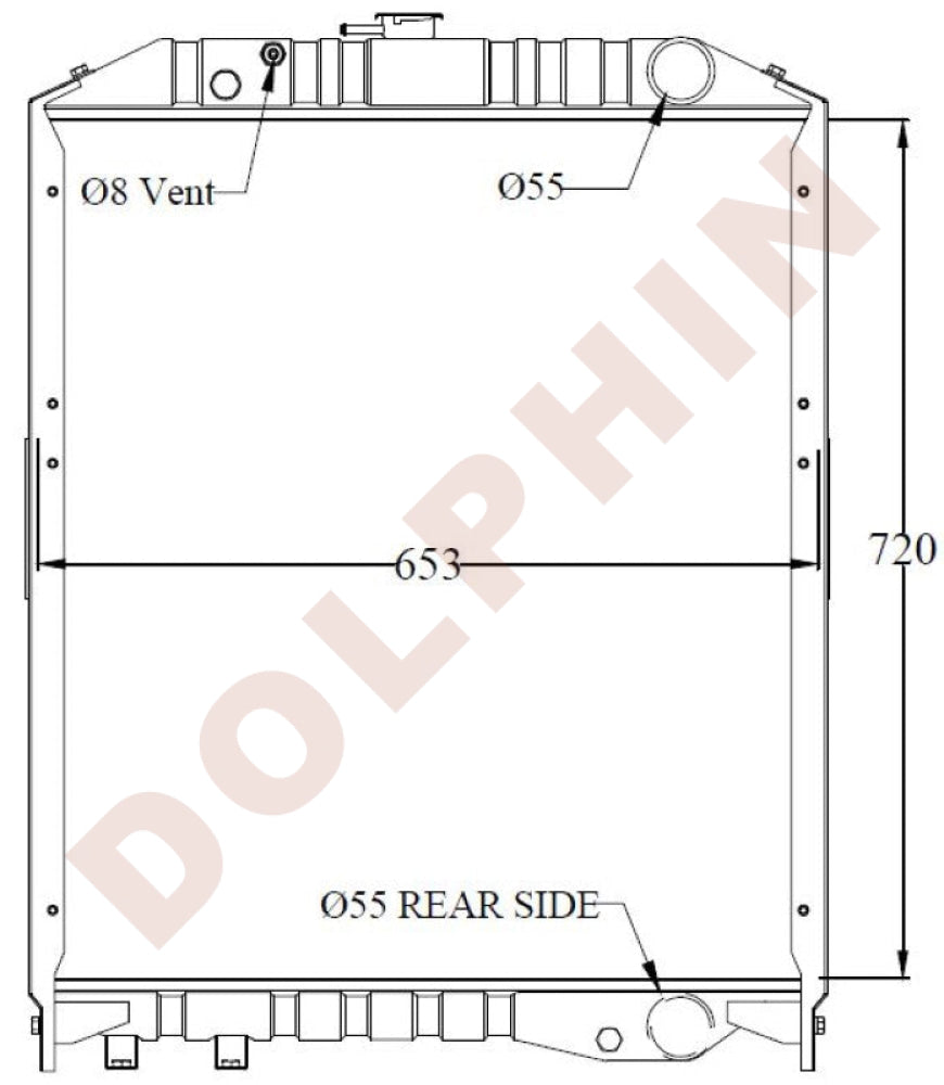 HINO Radiator - HINO RANGER - 720 x 653 x 61 mm | Dolphin Catalogue