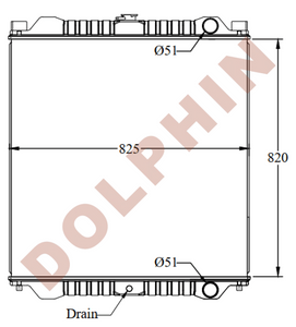 HITACHI Radiator - Excavator ZX200, 225USR-3 - 820 x 825 x 61 mm