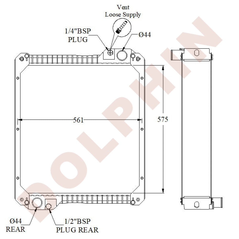 JCB Radiator - 575 x 561 x 101 Radiator
