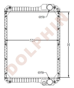 Radiator For Jcb Aluminum Plastic / 638 X 521 101 Mm