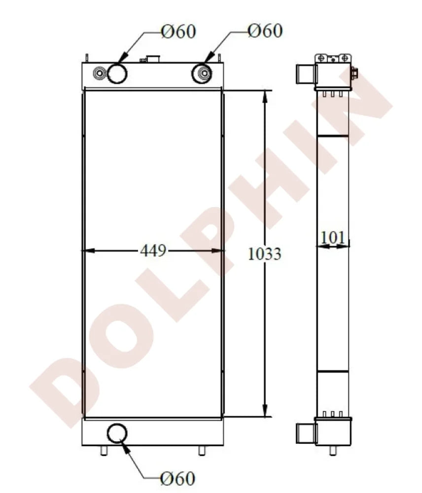 KOMATSU Radiator - Wheel Loader WA450-6/WA470-6/WA480-6 - 1033 x 449 x ...