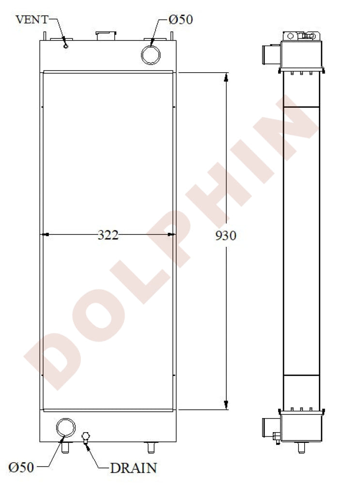 KOMATSU Radiator - 930 x 322 x 101 Radiator