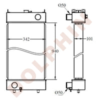 Cargar imagen en el visor de la galería, Komatsu Radiator Copper Brass / 940 X 342 107 Mm
