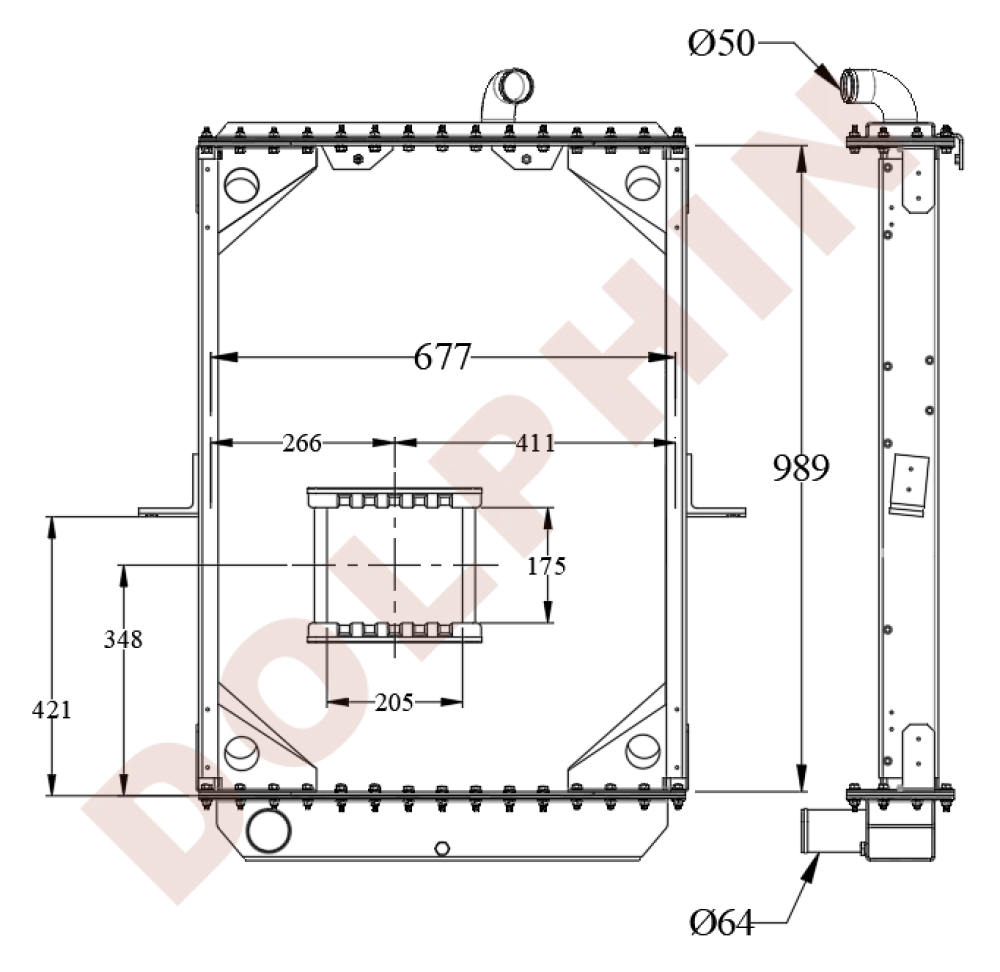 MACK Radiator - MR600 Sanitation truck 989 x 677 x 61 mm Radiator