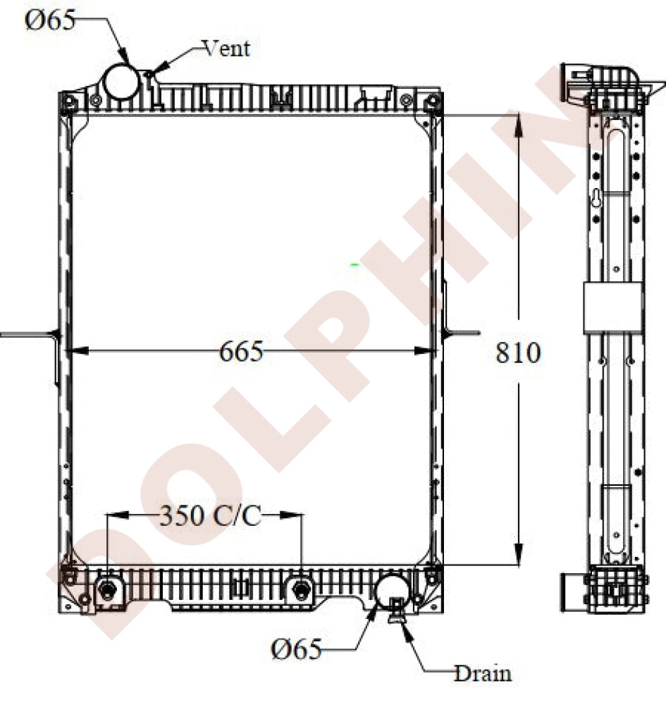 Mercedes Radiator Year-1987 Aluminum Plastic / 810 X 665 54 Mm