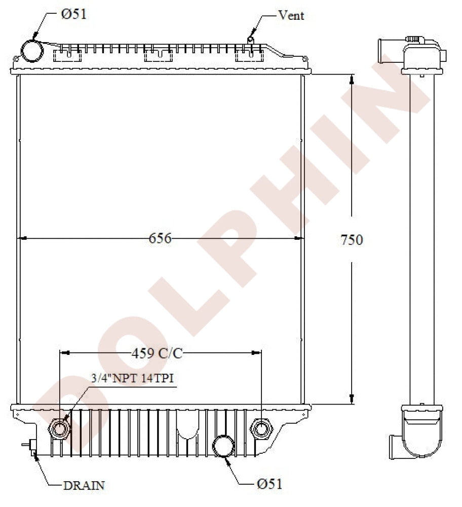 MITSUBISHI Radiator - 575 x 508 x 48mm Radiator