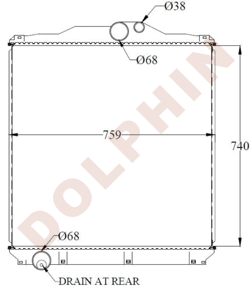 Mitsubishi Radiator Year 1996 Aluminum Plastic Hourglass / 740 X 759 54 Mm