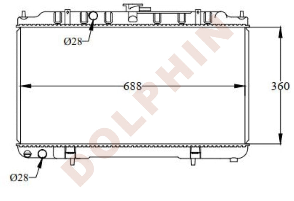 Nissan Radiator 2000- Aluminum Plastic / 360 X 688 26 Mm