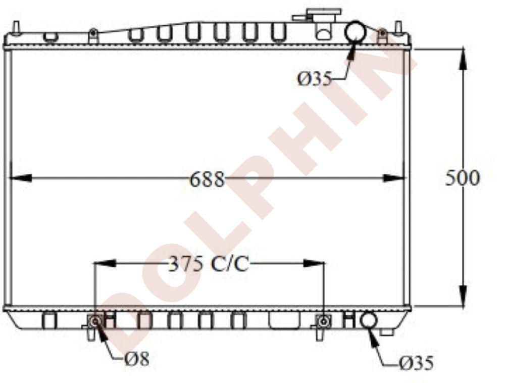 NISSAN Radiator 33 (1997-2001) 500 x 688 x 26 mm | Dolphin Catalogue