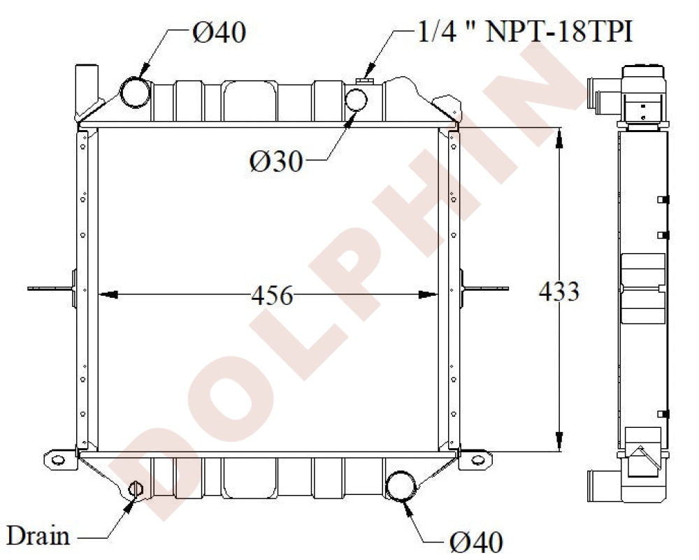 NISSAN Radiator - 433 x 456 x 45mm Radiator