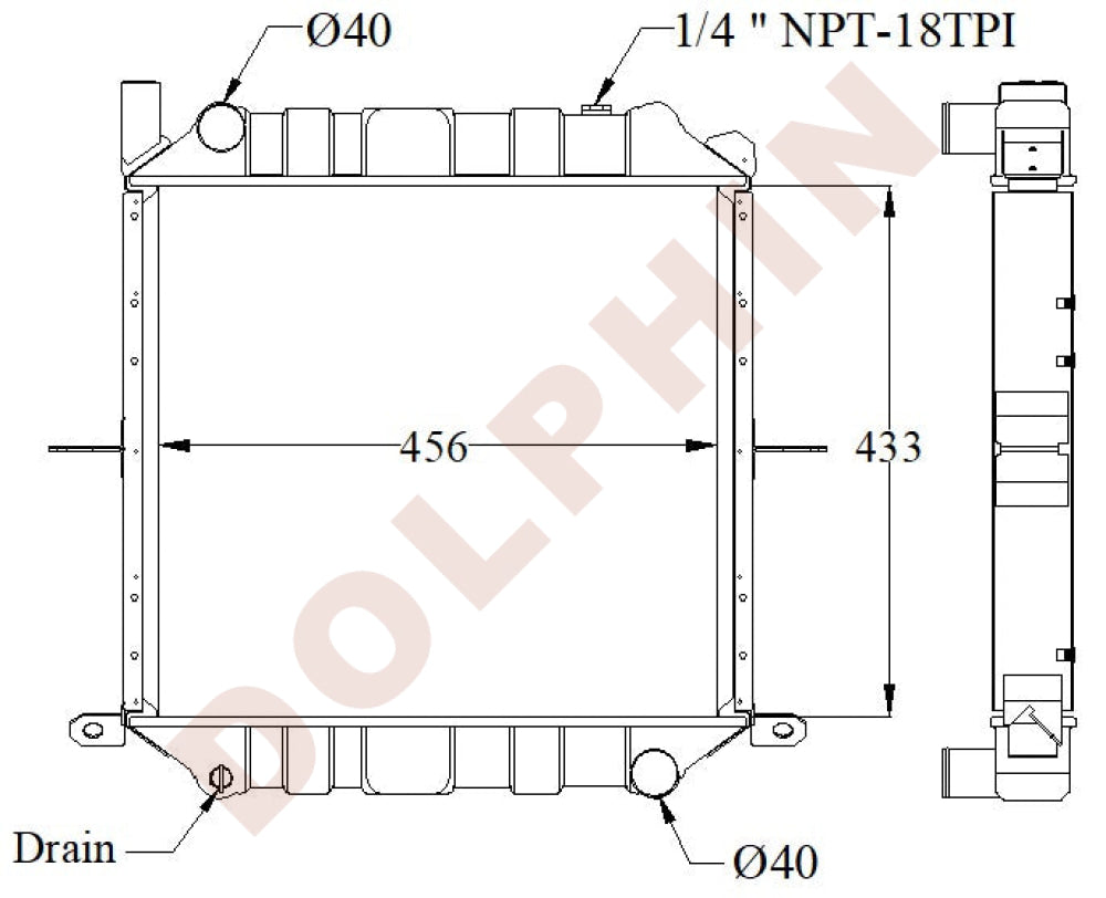 NISSAN Radiator - 433 x 456 x 45mm Radiator