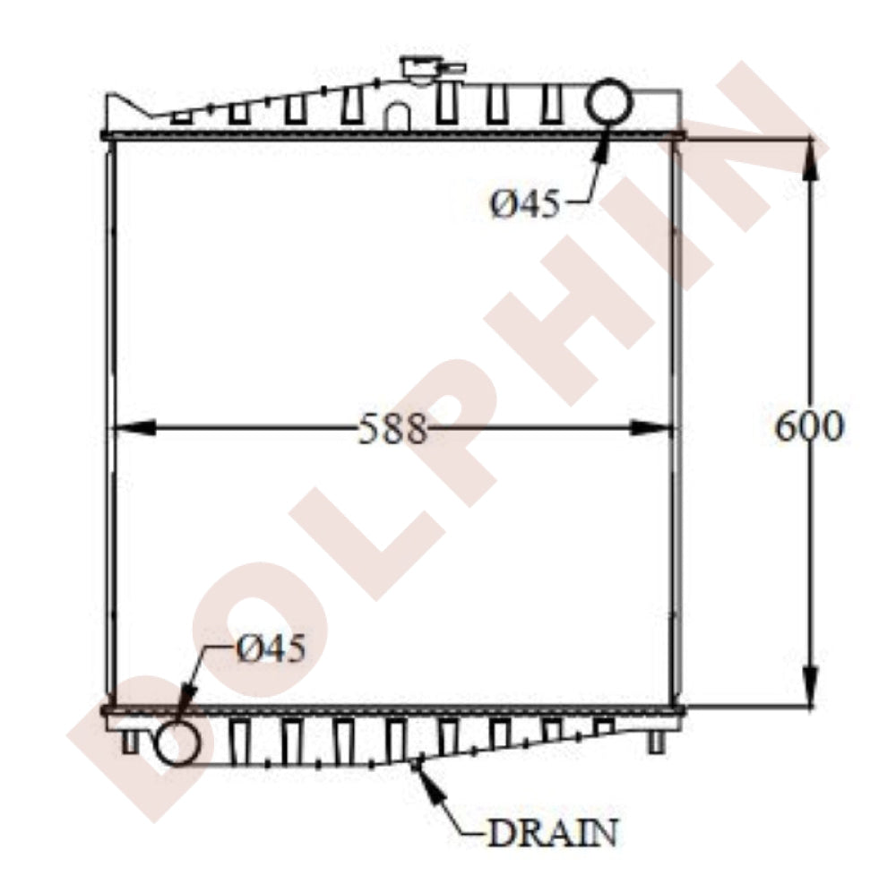NISSAN Radiator KK-MK252 (1996-2007) 600 x 588 x 36 mm | Dolphin Catalogue