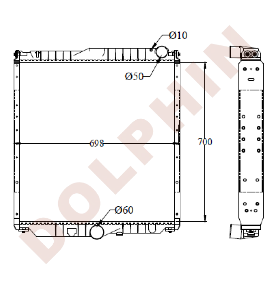 NISSAN Radiator UD 700 x 698 x 48 mm Radiator