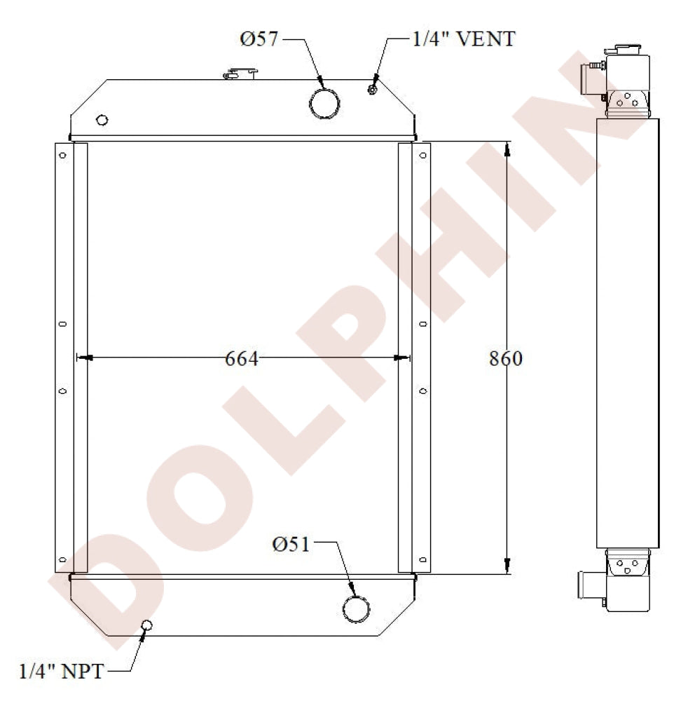 ONAN Radiator CUMMINS GGKD 150KW 860 x 664 x 61 mm Radiator