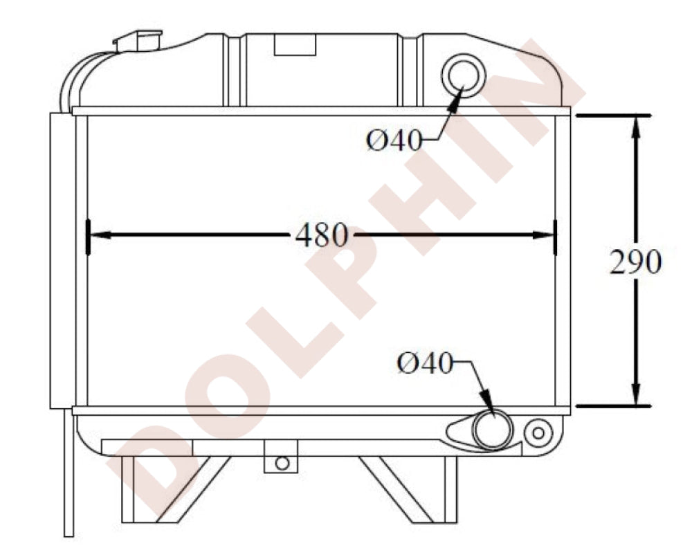PEUGEOT Radiator - 1.8, 2 (1968-) 290 x 480 x 45 mm | Dolphin Catalogue